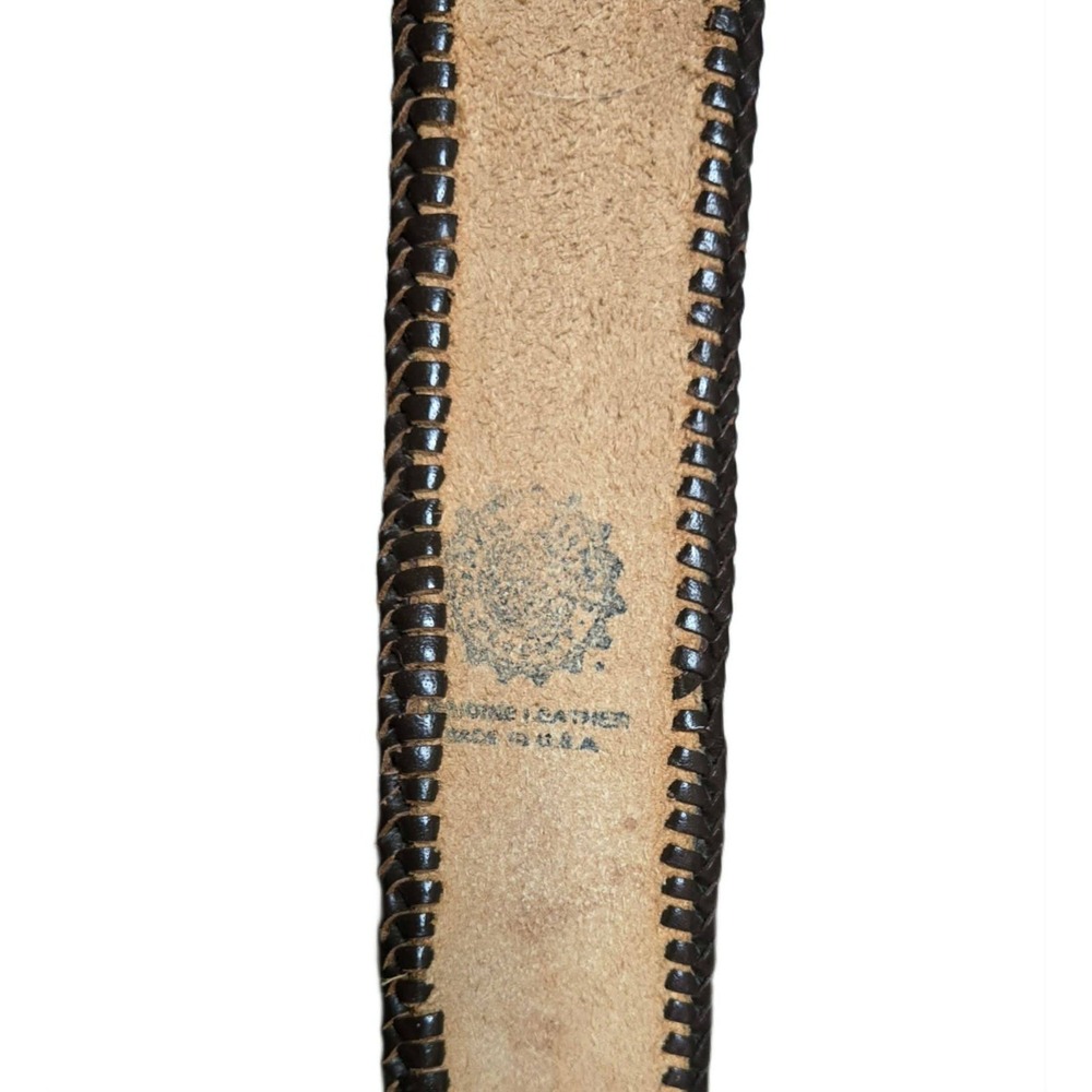 Vintage Harley Davidson USA Leather Eagle Belt 41" 2" Wide Braided Biker - Picture 6 of 8